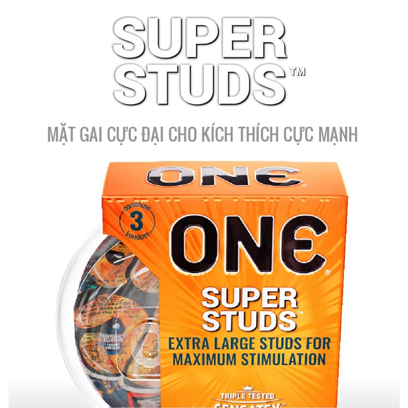 Ảnh Bao Cao Su ONE của Mỹ Có Gai Cực Đại Mềm One Super Studs size 53mm 1