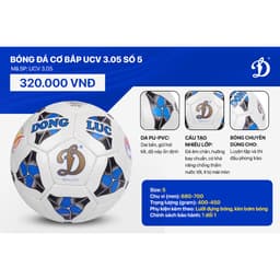 Thumbnail Quả bóng đá Động Lực UCV 3.05 size 5, bóng đá chính hãng tặng kèm phụ kiện kim bơm, lưới đựng 3