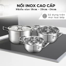Thumbnail Nồi inox bếp từ 5 đáy, inox 304 cao cấp siêu bền Daelux (18cm,20cm,22cm,24cm) 2