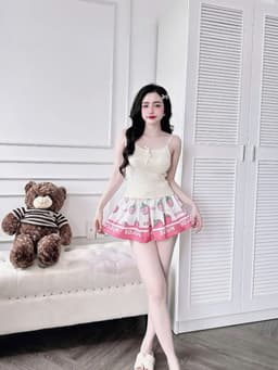 Thumbnail Đồ Ngủ Sexy Nữ SOJUN Bộ 2 Dây Thun - Quần Latin Giả Váy Dưới 60Kg 1