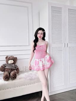 Thumbnail Đồ Ngủ Sexy Nữ SOJUN Bộ 2 Dây Thun - Quần Latin Giả Váy Dưới 60Kg 2