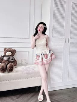 Thumbnail Đồ Ngủ Sexy Nữ SOJUN Bộ 2 Dây Thun - Quần Latin Giả Váy Dưới 60Kg 3