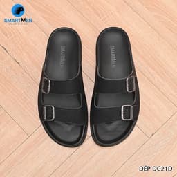 Thumbnail Dép nam quai ngang Da cao cấp SMARTMEN DC-21 Đen 1