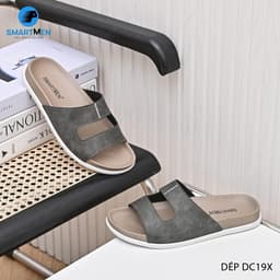 Thumbnail Dép nam quai ngang Da cao cấp SMARTMEN DC-19 Xám 3