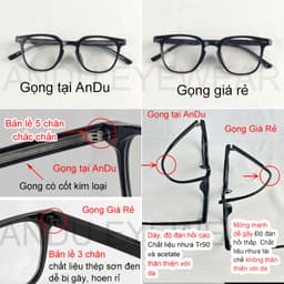 Thumbnail Gọng kính cận thời trang nữ ANDU EYEWEAR dáng vuông LUTTO chất liệu nhựa cốt kim loại- 17175 2