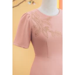 Thumbnail Đầm xòe - Cổ tròn kết cườm tay ngắn - Màu Hồng ruốc - TTV Store thời trang nữ TTV1738 3