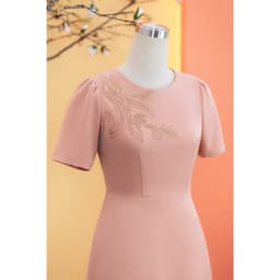 Thumbnail Đầm xòe - Cổ tròn kết cườm tay ngắn - Màu Hồng ruốc - TTV Store thời trang nữ TTV1738 2