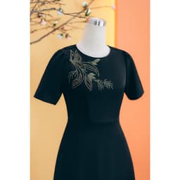 Thumbnail Đầm xòe - Cổ tròn kết cườm tay ngắn - Màu Đen - TTV Store thời trang nữ TTV1738 2