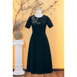 Thumbnail Đầm xòe - Cổ tròn kết cườm tay ngắn - Màu Đen - TTV Store thời trang nữ TTV1738 1