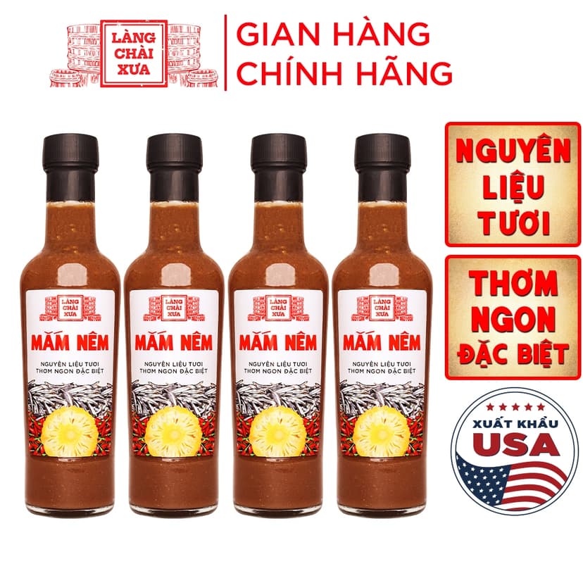 Ảnh [COMBO 4 CHAI] Mắm nêm pha sẵn cao cấp Làng Chài Xưa, nguyên liệu tươi, thơm ngon đặc biệt, chai thủy tinh 300g 1