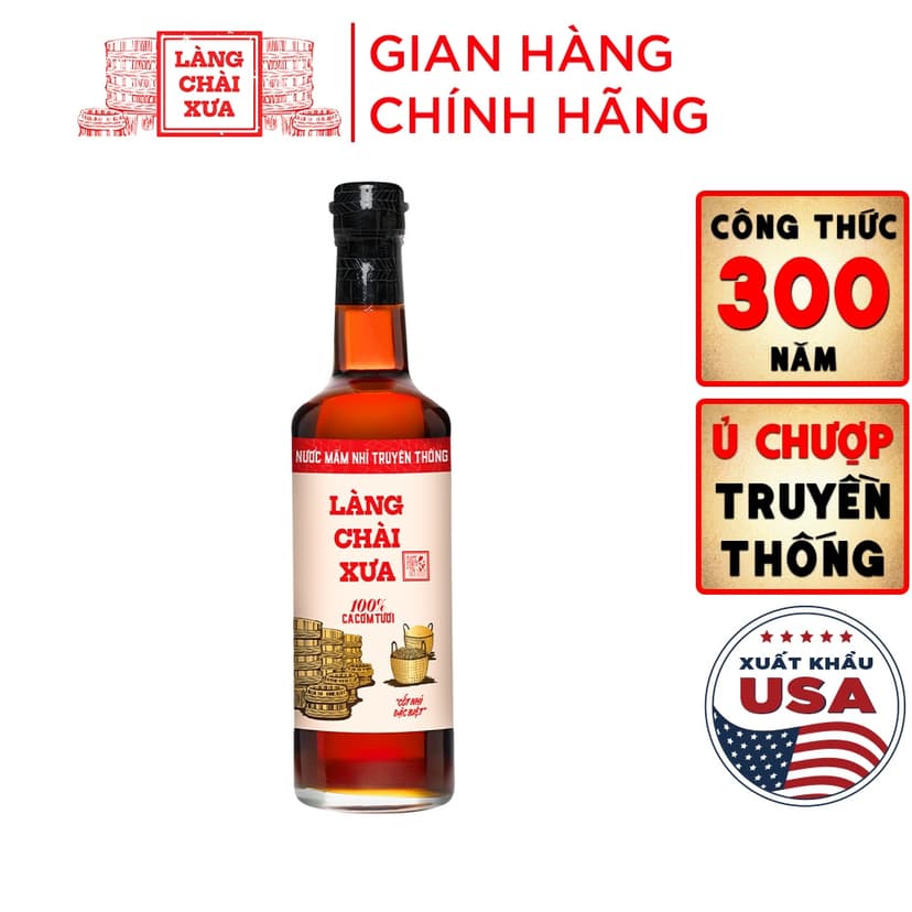 Ảnh Làng Chài Xưa truyền thống nhãn đỏ chai thủy tinh 500ml cốt nhỉ đặc biệt 1