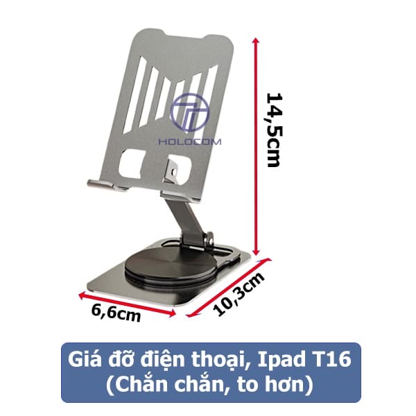 Ảnh Giá Đỡ Điện Thoại Ipad Để Bàn HOLOCOM CY010 Đế Xoay 360 Độ, Kệ Đỡ Điện Thoại Bằng Hợp Kim Nhôm Gấp Gọn Tiện Lợi 3