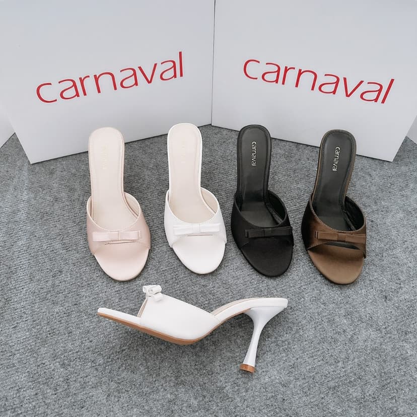 Ảnh Dép Cao Gót Nữ Carnaval Gót Cao 7cm - 9cm Siêu Tôn Dáng Quai Ngang Trang Trí Nơ Siêu Xinh - VS91 2