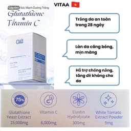Thumbnail Bột ngậm trắng da Glutathione C ngậm dưới lưỡi GILAA giúp mờ sạm nám, tăng đàn hồi 30 gói 2