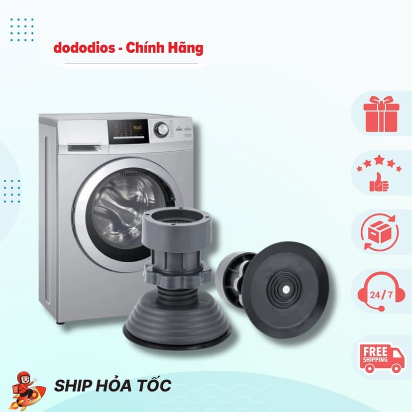 Ảnh Bộ 4 Chân Chống Rung Cho Máy Giặt, Tủ Lạnh - Chân Kê Tăng Giảm Chiều Cao, Đế Cao Su Chống Rung, Chống Trượt 2