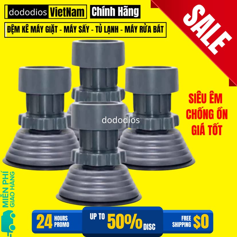 Ảnh Bộ 4 Chân Chống Rung Máy Giặt Thiết Kế Tăng Giảm Chiều Cao Đế Cao Su Chống Rung Chống Trượt 1