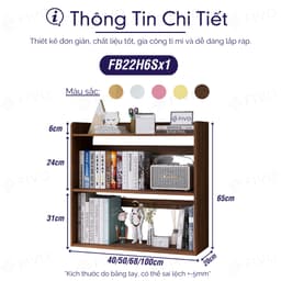 Thumbnail Kệ Sách Gỗ 2 Tầng Đa Năng FB22 FIVO Màu Gỗ Và Walnut, Thiết Kế Hiện Đại, Decor Bàn Học, Bàn Làm Việc Gọn Gàng 3