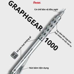 Thumbnail Bút Chì Cơ Khí Pentel Graphgrear 1000 – Thân Kim Loại Inox, Nét Chuẩn Xác – Bút Chì Bấm Ngòi 0.5mm 3