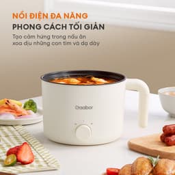 Thumbnail Gaabor GR-N15A Nồi lẩu điện mini đa năng 1.5L công suất 600W dùng nấu mì,xào, hầm siêu tiện lợi tặng kèm lồng hấp 3