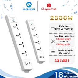 Thumbnail Ổ Cắm Điện Đa Năng Manigo Công Suất 2500W Tích Hợp USB TypeC Ổ Vuông Dẹt 2,5m-3,5m BH 18 Tháng 1