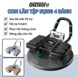 Thumbnail OneTwoFit Con lăn tập bụng 4 bánh nâng cấp Có thể phục hồi Tặng đồng hồ và thảm quỳ Bản 2025 1