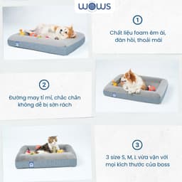 Thumbnail WOWS - Nệm Foam Thú Cưng Chiko - Đệm Ngủ Chó Mèo Cao Cấp - Vỏ Tháo Được, Mềm Mại, Đàn Hồi - S, M, L 2