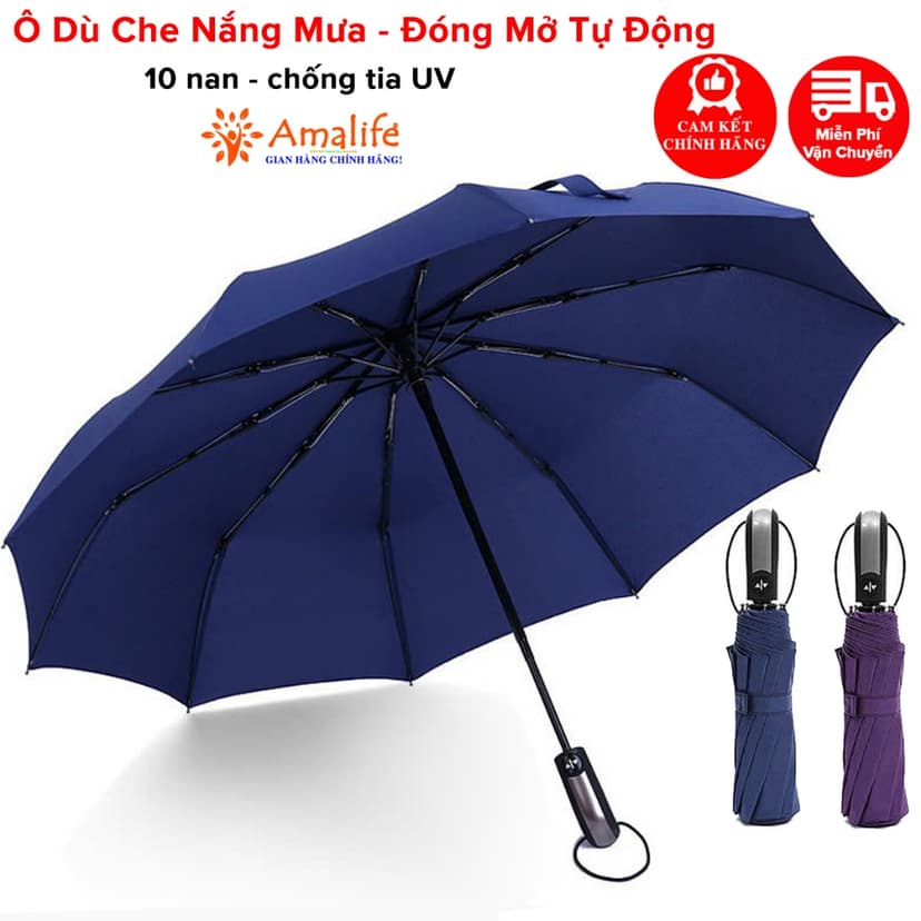 Ảnh Ô Dù Tự Động Đóng Mở 2 Chiều 10 Nan Chống Tia UV, Dù Che Mưa Nắng, Ô Cầm Tay Gấp Gọn Tiện Lợi Chính Hãng Amalife 1