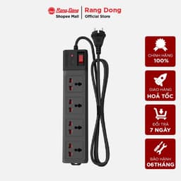 Thumbnail Ổ Cắm Đa Năng Chống Giật Dây 3M/5M Tích Hợp Rơ Le Tự Ngắt Rạng Đông - Model: OC04 4C/3M/10A 1