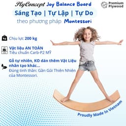 Thumbnail Ván bập bênh, Ván thăng bằng, Đồ Chơi Montessori cho bé - Gỗ Uốn Cong PlyConcept Joy Balance Board 1