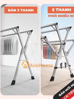 Thumbnail Sào phơi quần áo gấp gọn AVOHOME 5 thanh chính hãng loại giàn phơi treo quần áo cho gia đình 1