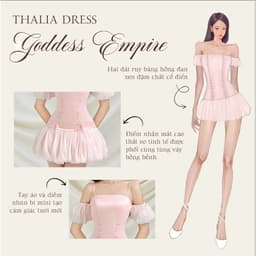 Thumbnail Đầm trễ vai tay phồng thắt nơ màu hồng THALIA trẻ trung, năng động - Simple Twist 2