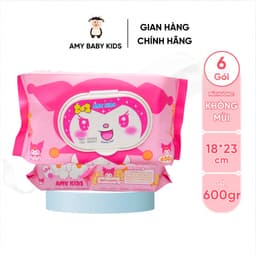Thumbnail 6 Gói Gói Khăn Giấy Ướt 600Gr Amy Kids Không Mùi An Toàn Cho Bé Gói Hồng & Tím 2