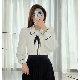 Thumbnail Áo Sơ Mi Nữ 𝐂𝐂𝐇𝐀𝐓 Dáng Suông Kiểu Soler Tặng Kèm Tag Hoa Chất Liệu Cao Cấp 24FDL8019ST 1