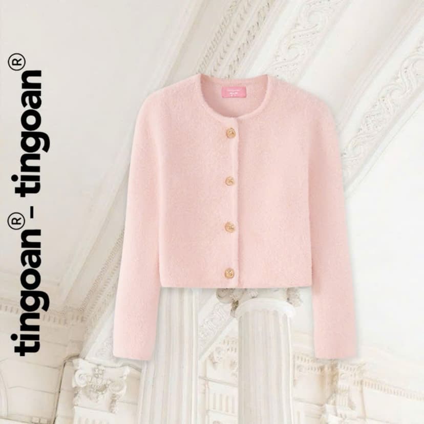 Ảnh TINGOAN® - Áo len lông bông hồng nhạt dáng lửng phối cúc kim loại LISA LOVE TOP/PK 4
