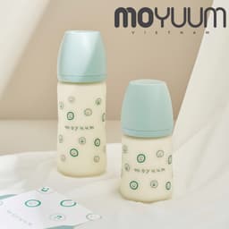 Thumbnail Bình sữa Thủy tinh tráng silicon Moyuum - Mẫu xanh - 240ml - Kèm núm 2 2