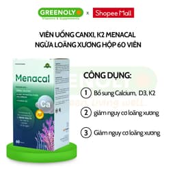 Thumbnail Viên uống Canxi EU tảo biển Aplicaps Menacal bổ sung Canxi, vitamin K2 và D3 hộp 60 viên 3