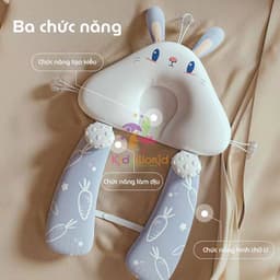 Thumbnail Gối chữ U chống giật mình cho bé, có định hình chống bẹp đầu cho trẻ sơ sinh có kèm dây rút điều chỉnh vòng đầu 2