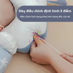 Thumbnail Gối chữ U chống giật mình cho bé, có định hình chống bẹp đầu cho trẻ sơ sinh có kèm dây rút điều chỉnh vòng đầu 4