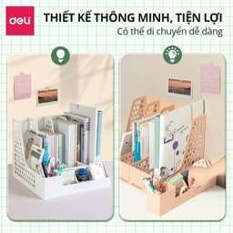 Thumbnail Giá Kệ Đựng Tài Liệu Văn Phòng Deli - Khay Đựng Tài Liệu 4 Ngăn Kèm Khay Đựng Bút Đựng Sách Vở Để Bàn Decor Bàn Học 2