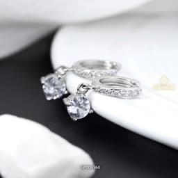 Thumbnail Bông tai nữ chuôi bạc 925 Eleanor Accessories đính đá khuyên tai dáng thả phụ kiện trang sức 8364 3