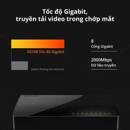 Thumbnail Bộ Chia Mạng Switch Để Bàn Tenda SG108 8 Cổng 10/100/1000Mbps - Hàng Chính Hãng 4
