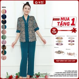 Thumbnail GOTI - Đồ Bộ Trung Niên Nữ Chất Lụa Cao Cấp Siêu Mát Mặc Lễ Tết Thoải Mái Bigsize 45-80Kg Quà Tặng Mẹ 3360 3359 1