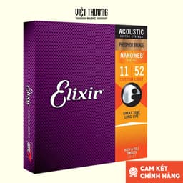 Thumbnail Dây đàn guitar, dây đàn thay thế elixir phosphor bronze NANOWEB® Custom Light (.011-.052) 3313216027 - Việt Thương Music 1