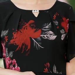 Thumbnail GOTI - Đầm Xòe Dáng Dài Quý Bà Kiều Đầm Xòe Trung Niên Size Lớn In Hoa Có Size Cho Người Mập 3339 3254 4