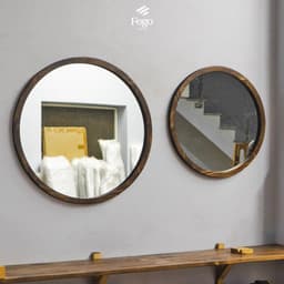Thumbnail Gương tròn treo tường viền gỗ tự nhiên FEGO dành cho bàn trang điểm, decor phòng tắm và phòng ngủ 3
