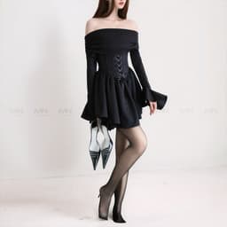Thumbnail Đầm trễ vai Corset MINA thiết kế dự tiệc, dạ hội chất liệu Cotton Nhật phối ren MN285 2