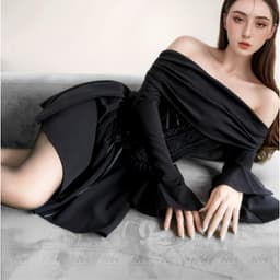 Thumbnail Đầm trễ vai Corset MINA thiết kế dự tiệc, dạ hội chất liệu Cotton Nhật phối ren MN285 1