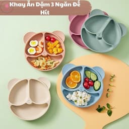 Thumbnail Khay Ăn Dặm Silicon KidsWorld Có Đế Hít Chống Đổ Hình Gấu 3 Ngăn Cho Bé ăn dặm có thể tiệt trùng 1