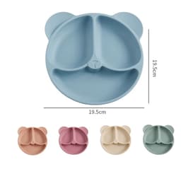 Thumbnail Khay Ăn Dặm Silicon KidsWorld Có Đế Hít Chống Đổ Hình Gấu 3 Ngăn Cho Bé ăn dặm có thể tiệt trùng 4