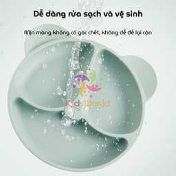 Thumbnail Khay cho bé ăn dặm silicon hình gấu KidAndMom 3 ngăn có đế hút chân không chống trơn trượt 3
